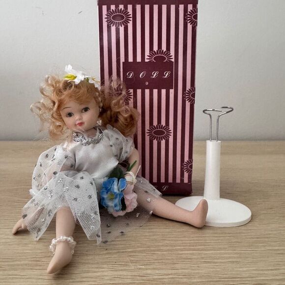 Collectible Porcelain Ballerina Doll with Stand And Box - Picture 1 of 7
